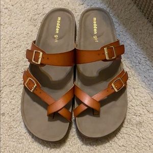 open toe slip on madden girl shoes